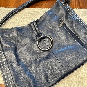 NWOT Blue Vera Pelle Pebble Leather Satchel Handbag